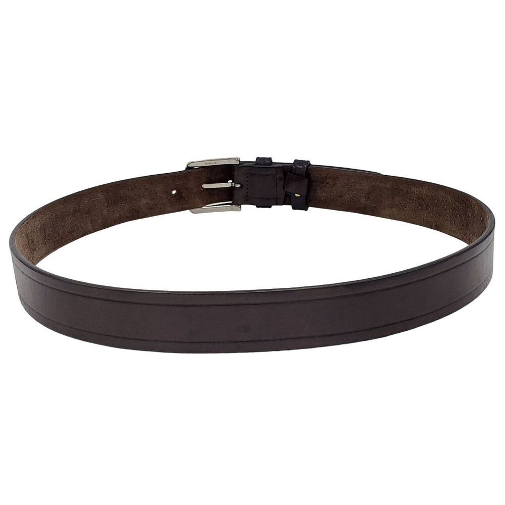 Vintage Cole Haan Dress Belt Brown Men's Size 36 Inch Leather Solid Brass Buckle - Picture 11 of 12